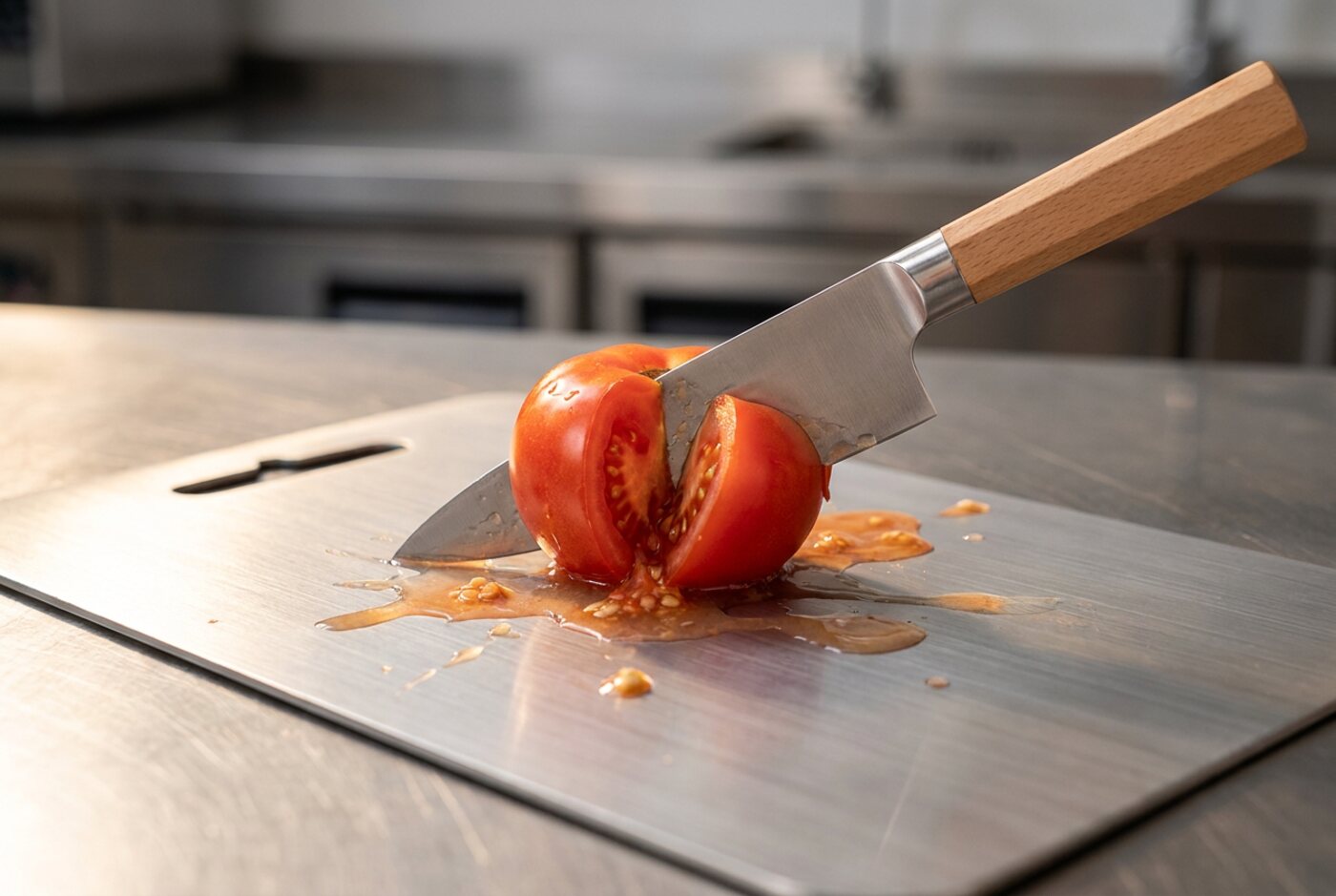 A dull, cheap kitchen knife