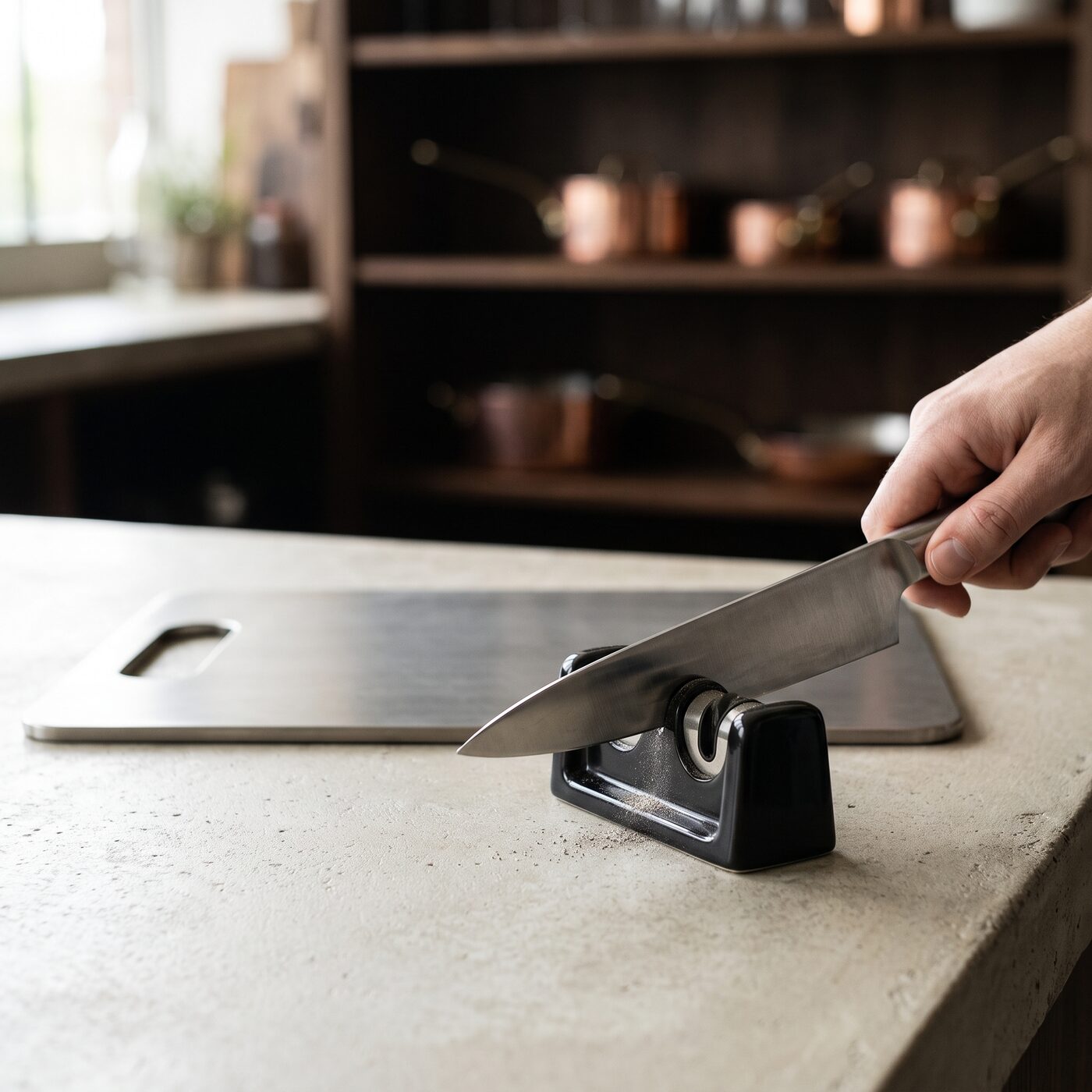 Japanese fixed-angle knife sharpener